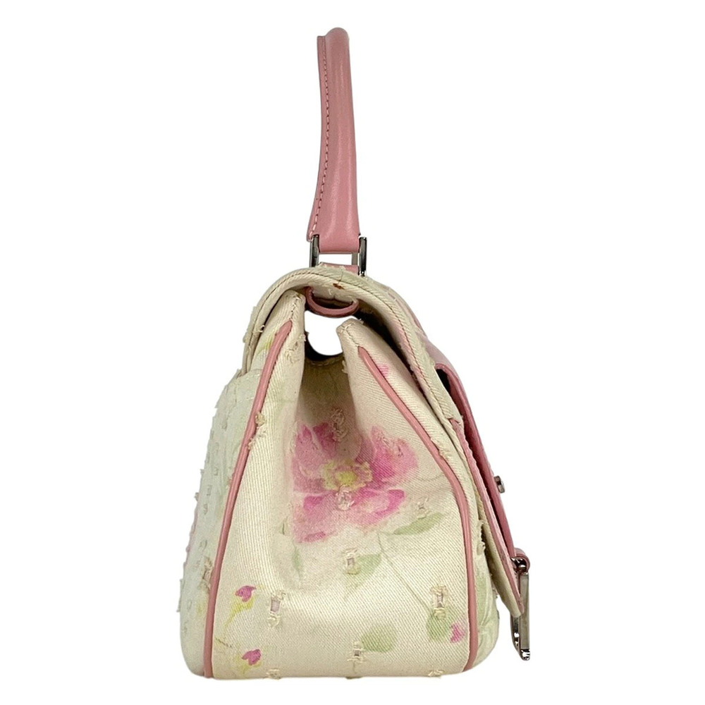 Christian Dior Floral Saddle Bag Shoulder Handbag Canvas Pink White - Picture 4 of 6